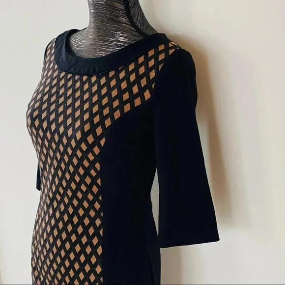 Le Chateau Midi Dress Black Tan Stretchable size Small - Picture 4 of 6